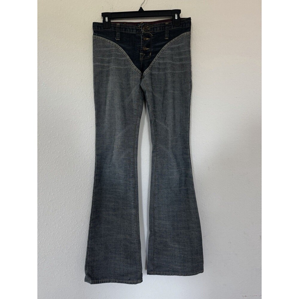 Vintage Y2K Von Dutch Jeans Women’s 26 Two Tone Low Rise Chaps Style Western - Picture 3 of 15